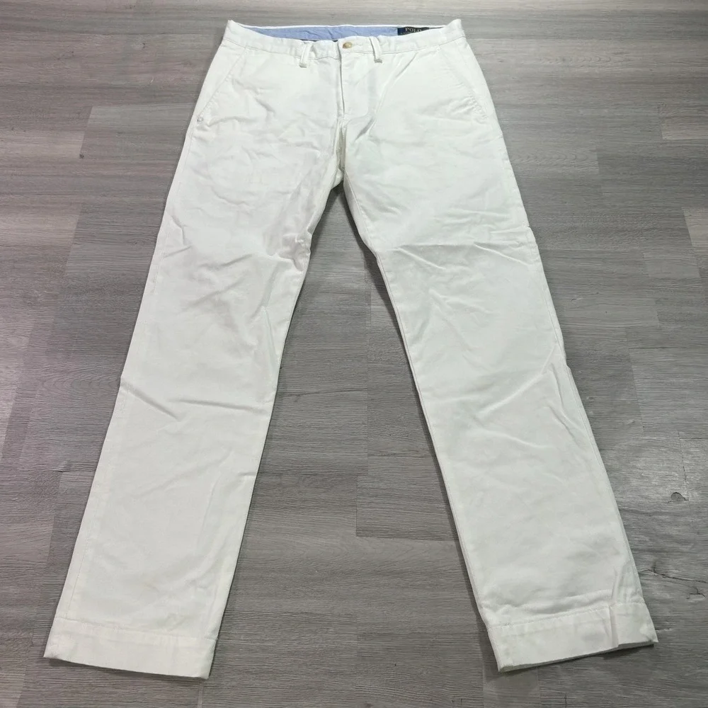 Polo Ralph Lauren Pants Mens 30x30 White Stretch Slim Fit Chino Casual Everyday